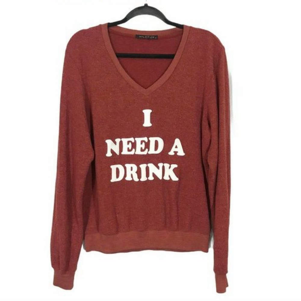 WILDFOX l I Need A Drink Red Sweater